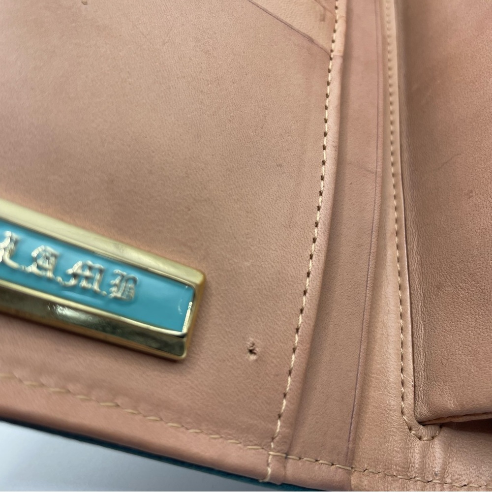 Vintage Gwen Stefani Lamb L.A.M.B. Wallet Leather Y2K Teal Blue Tan Rare Color - Picture 6 of 15